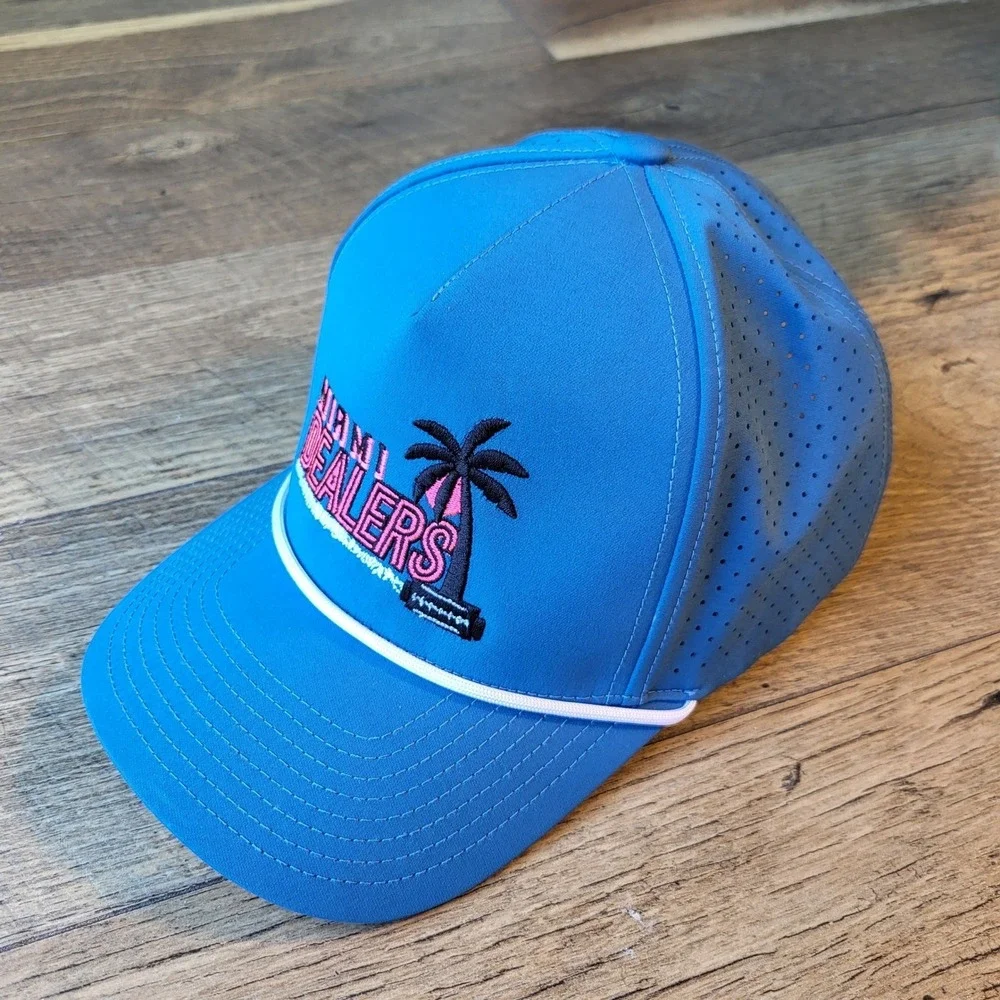 Pacific Headwear P424 Miami Dealers Blue Trucker Hat Rope Snapback Cap OS